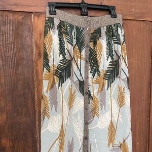 Edme & Esselte Anthropologie Brown Green Gray Blue Floral Tweed Skirt 2